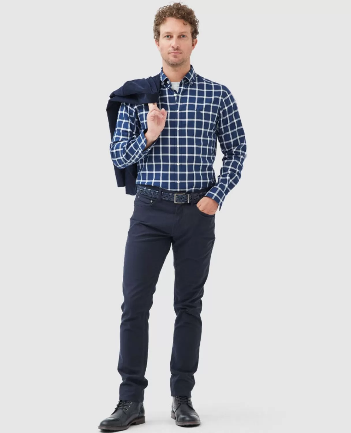 Best Rodd & Gunn Gunn Check Oxford 4 Sports Fit Shirt Navy