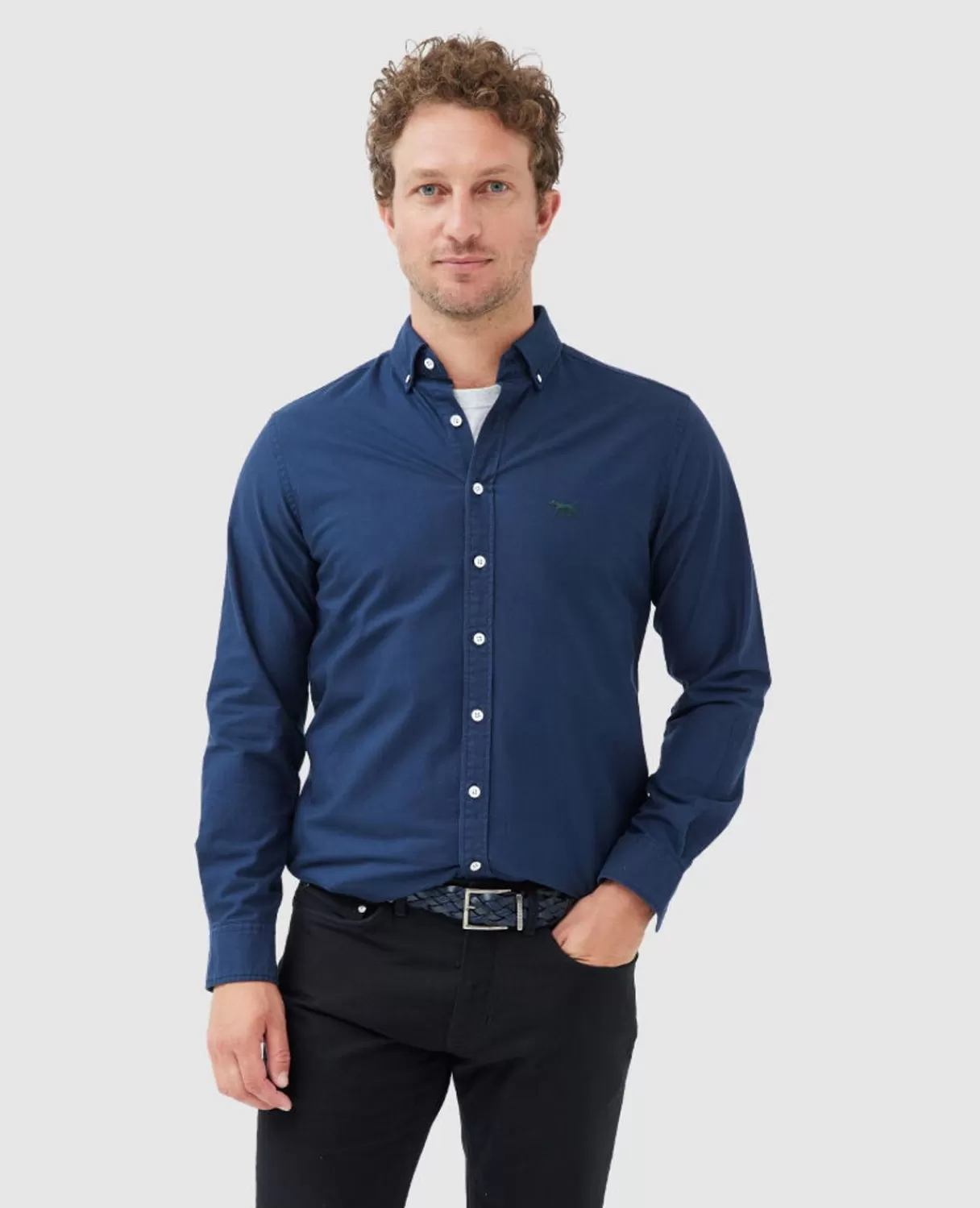 Hot Rodd & Gunn Gunn Oxford Sports Fit Shirt Navy