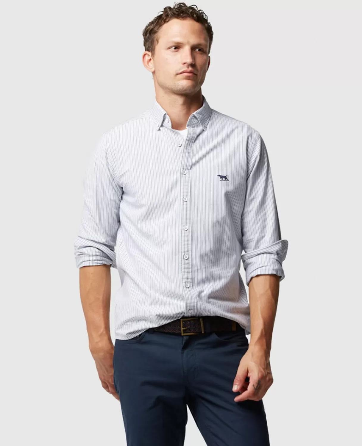 Discount Rodd & Gunn Gunn Oxford Stripe 2 Sports Fit Shirt Seaspray