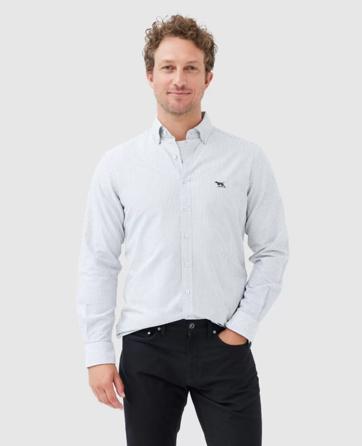 Shop Rodd & Gunn Gunn Oxford Stripe Sports Fit Shirt Granite