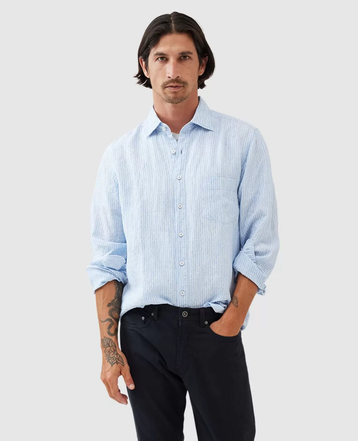 Outlet Rodd & Gunn Harvest Avenue Sports Fit Shirt Sky