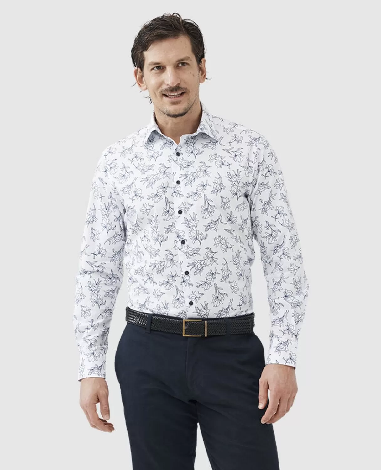 Hot Rodd & Gunn Hildersden Sports Fit Shirt Snow