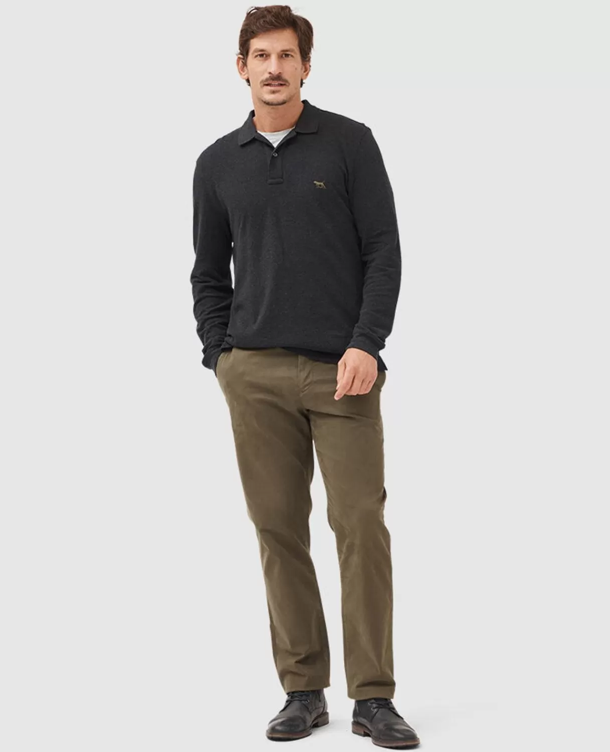 Discount Rodd & Gunn Ls Gunn Polo Charcoal